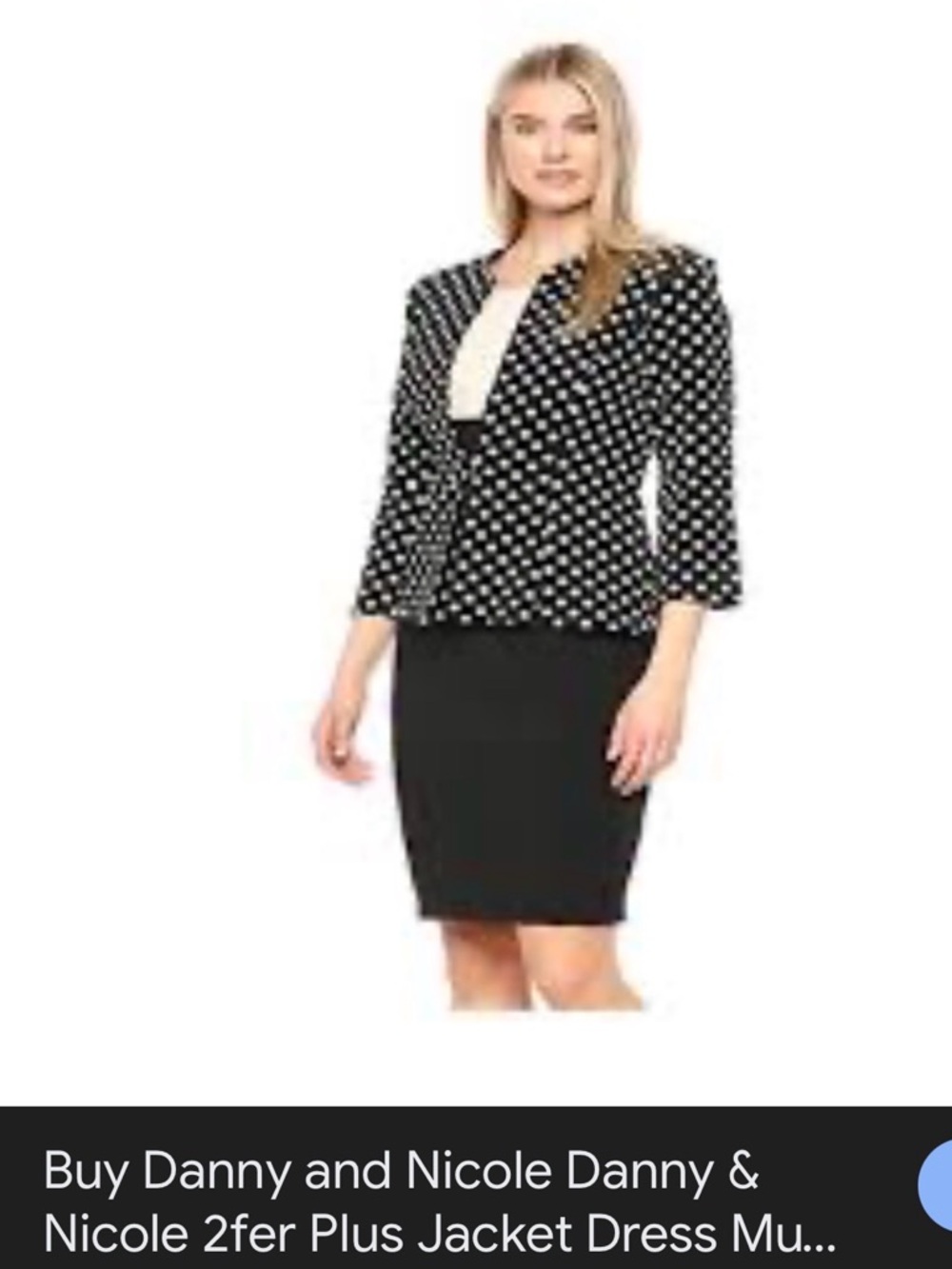 Danny & Nicole Black Polka Dot Peplum Blazer with White Piping